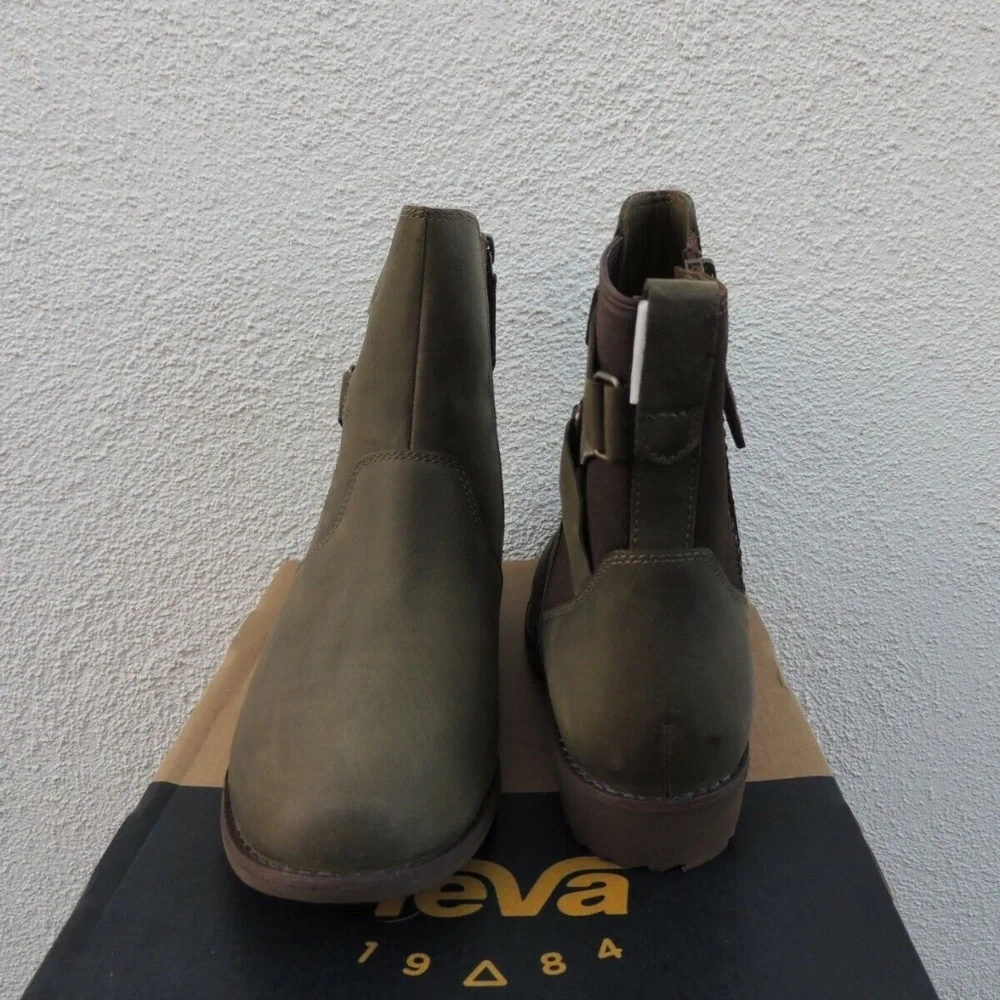 NEW Teva Ellery Ankle boots leather waterproof olive SIZE 5 DARK OLIVE NIB - Picture 8 of 8